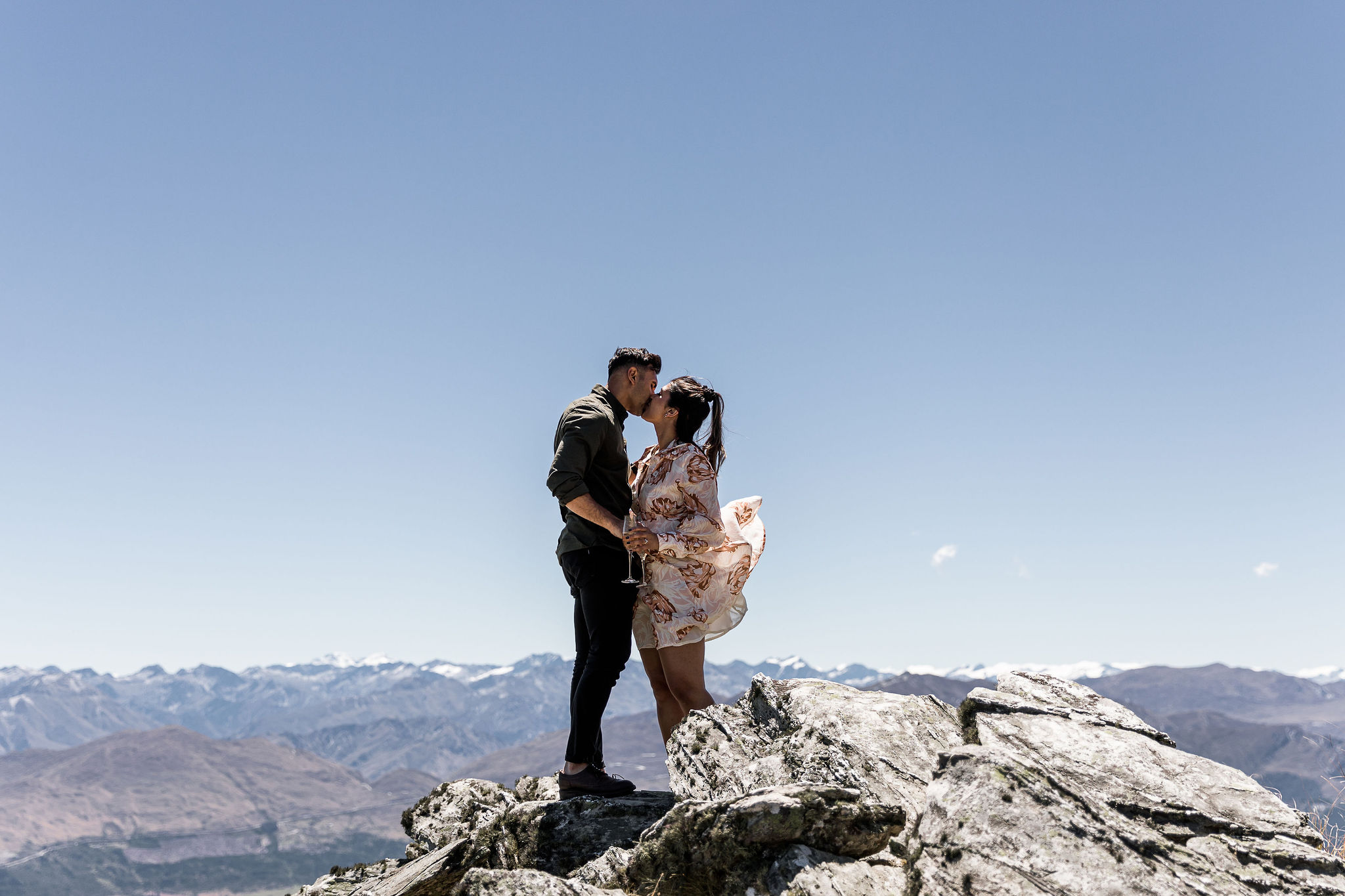 Heli surprise proposal above Queenstown